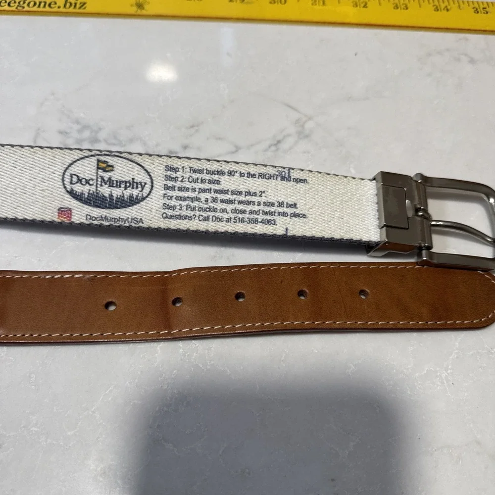 Doc Murphy‎ Reversible 31- 36Blue & White Golf Belt  Palm Trees